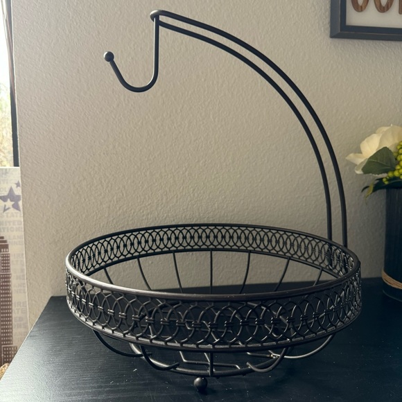 Fruit Basket Banana Hanger Beautiful Decorative Design Black Metal - Picture 1 of 4